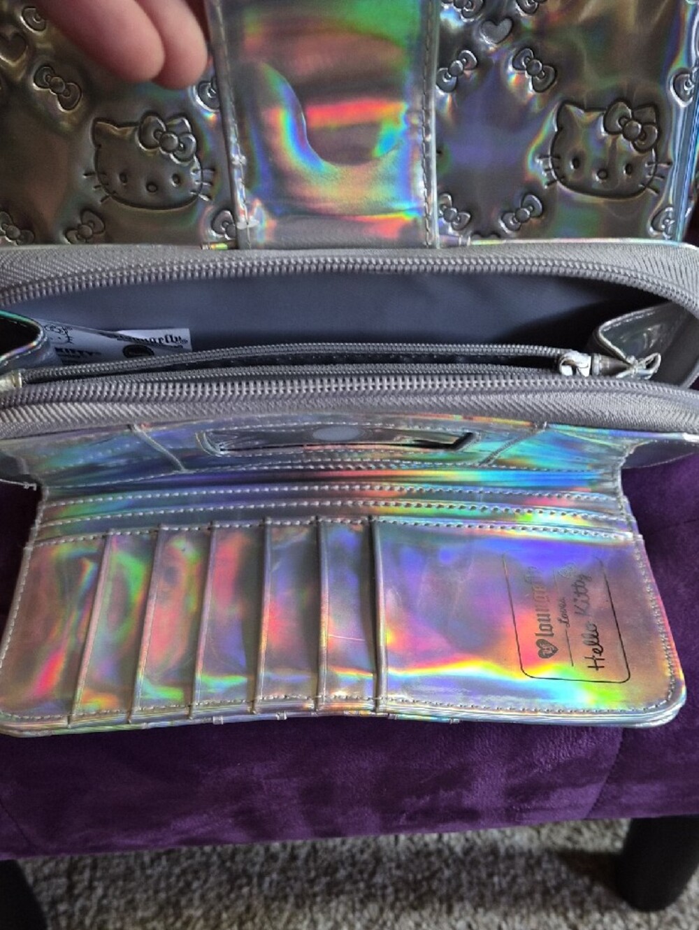 EUC Rare Hello Kitty X Loungefly Iridescent Satchel and Wallet - Picture 6 of 9